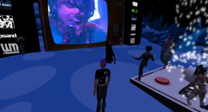 Screenshot from Second Life showing 3D projection cube in Prados Azules