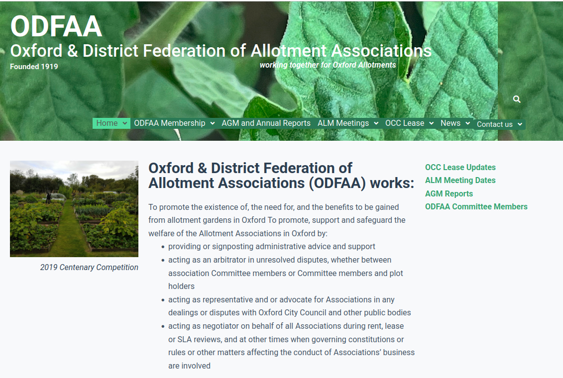 Screenshot of the ODFAA website